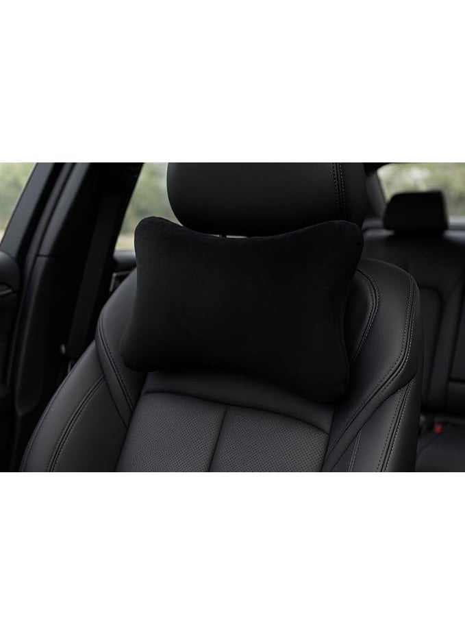 Universal Soft Car Headrest Pillow (2-Pack) - Premium Velvet Neck Support Cushion - Ergonomic Pain Relief Design for All Car Seats - Black - Image 1